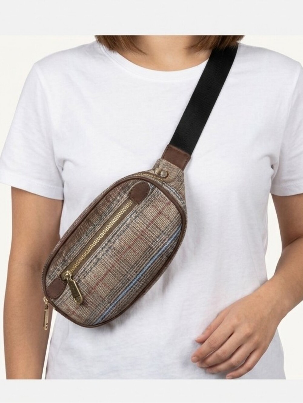 Brown Plaid Waist Bag, belt bag, fannypack, chest bag